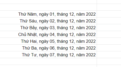 định dạng ngày tháng trong google sheet
