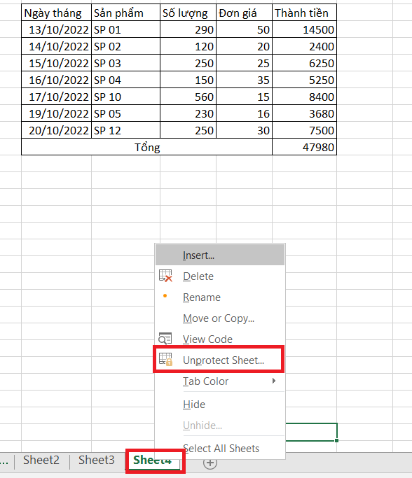 không cho chỉnh sửa trong excel
