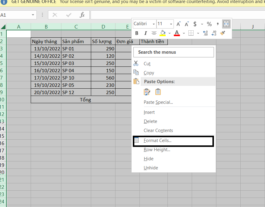 không cho chỉnh sửa trong excel