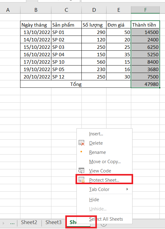 không cho chỉnh sửa trong excel