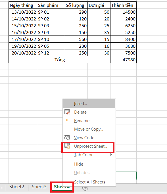 không cho chỉnh sửa trong excel