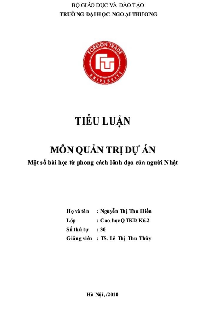 mẫu bài tiểu luận đẹp