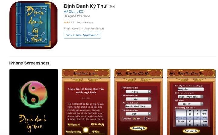phần mềm đặt tên con theo tên bố mẹ