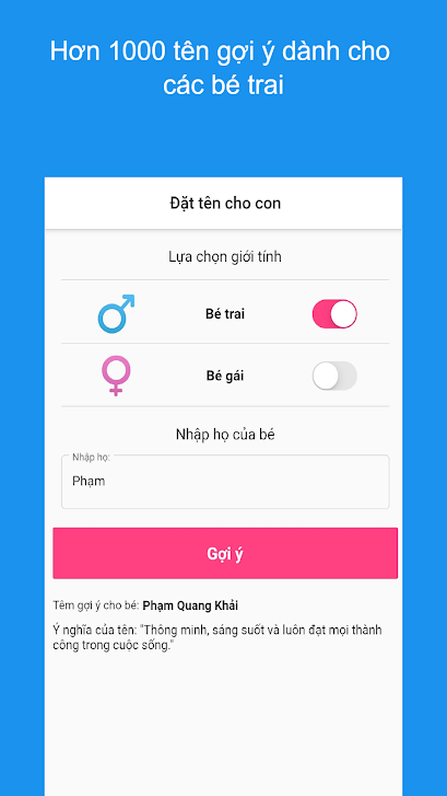 phần mềm đặt tên con theo tên bố mẹ