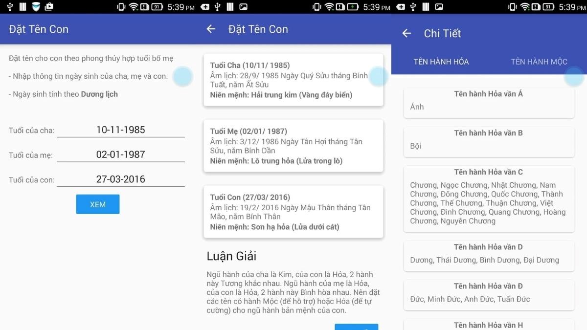 phần mềm đặt tên con theo tên bố mẹ