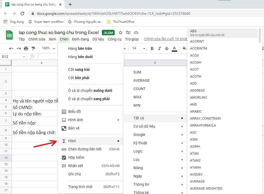 cách chỉnh sửa file excel trên google drive