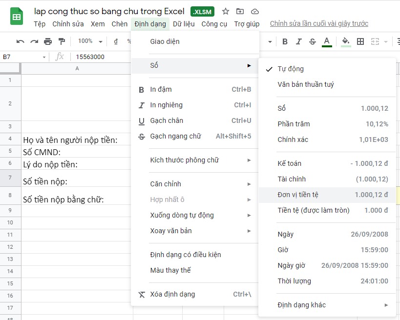 cách chỉnh sửa file excel trên google drive