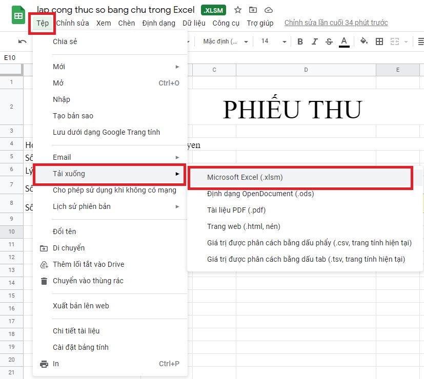 cách chỉnh sửa file excel trên google drive