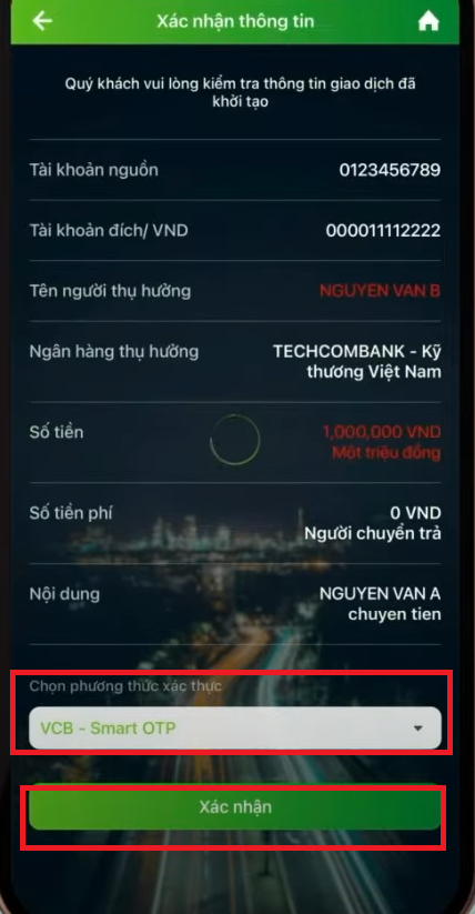 cách chuyển khoản vietcombank qua tin nhắn