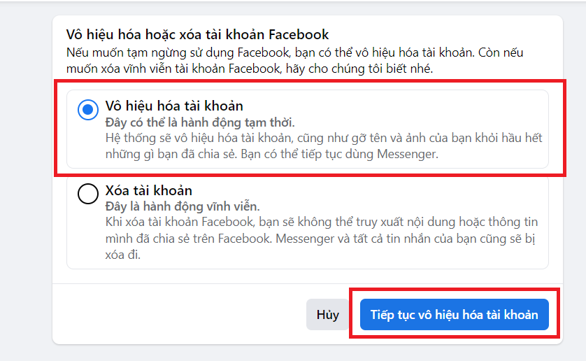 cách deactive facebook