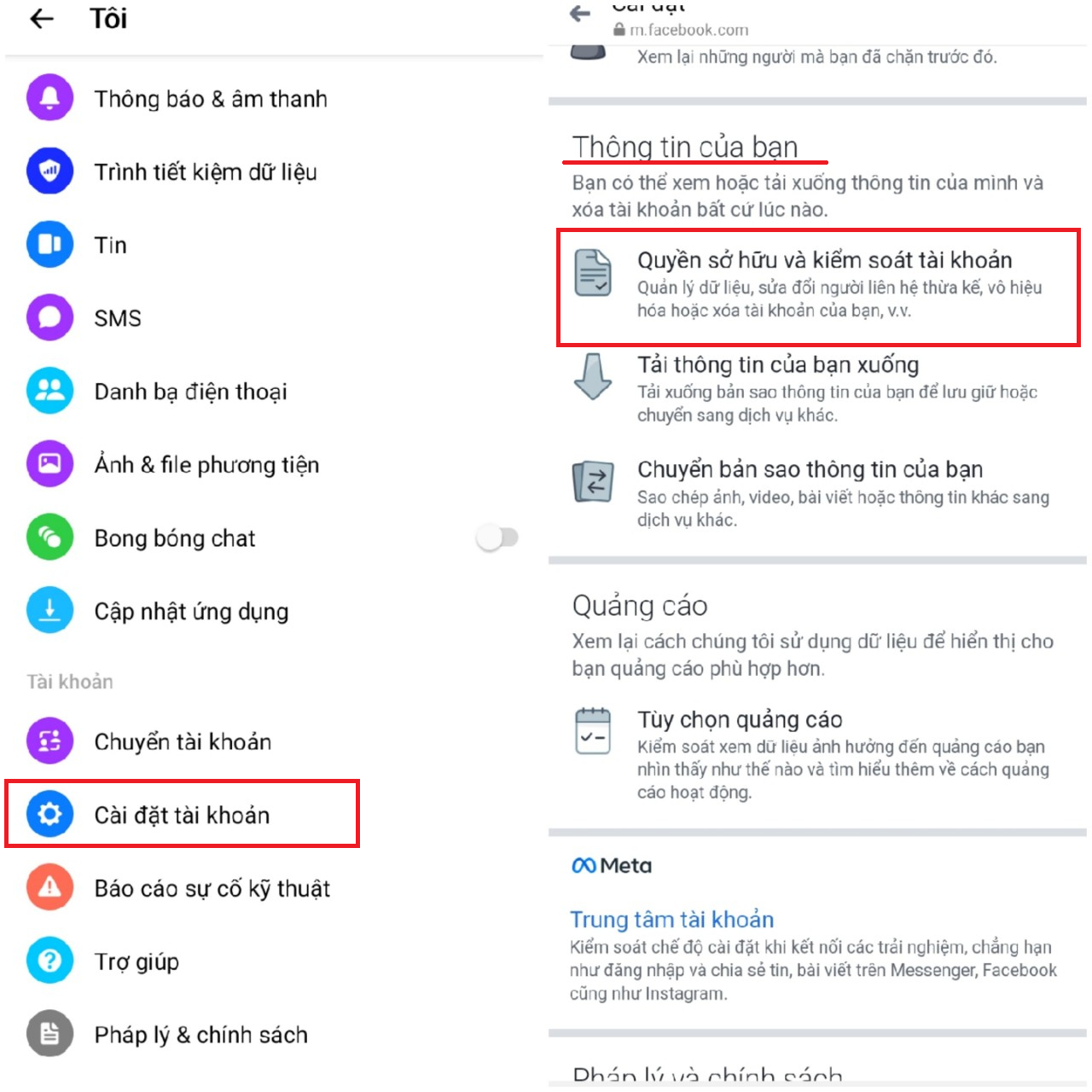 cách deactivate Facebook