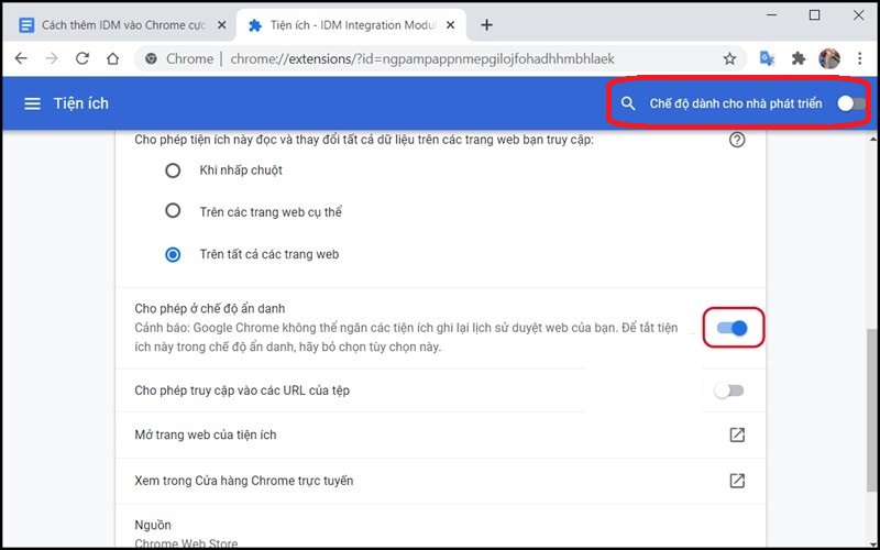 cách thêm idm vào chrome