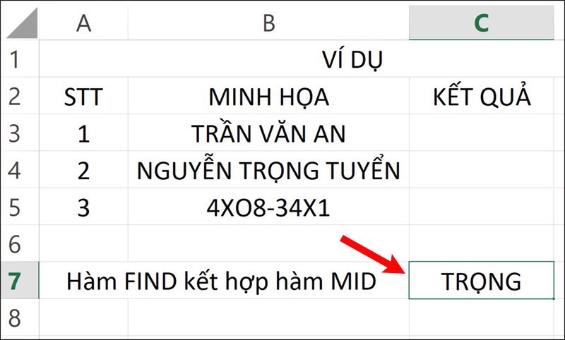 hàm find trong excel