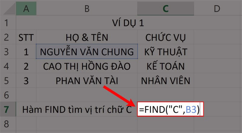 hàm find trong excel