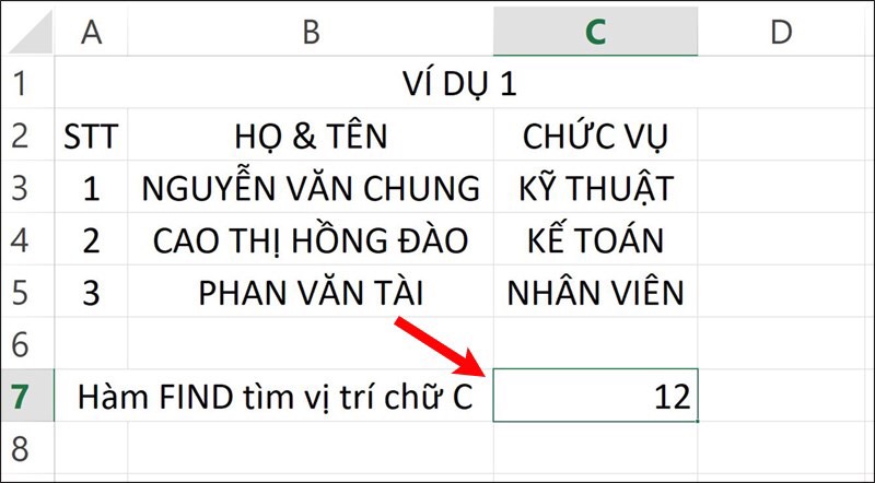 hàm find trong excel