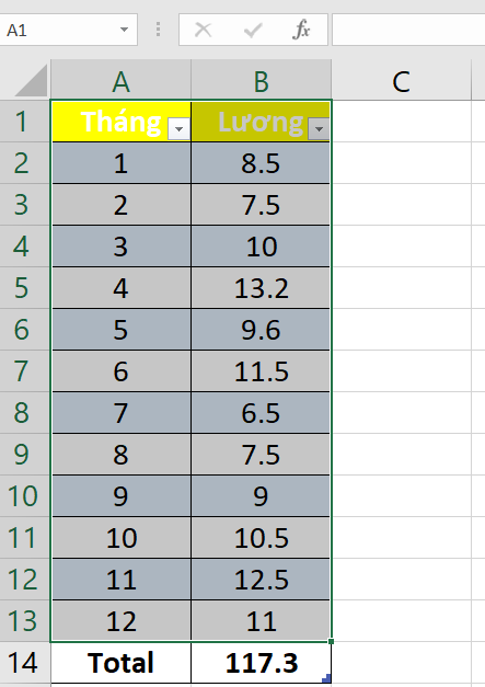 phép cộng trong excel