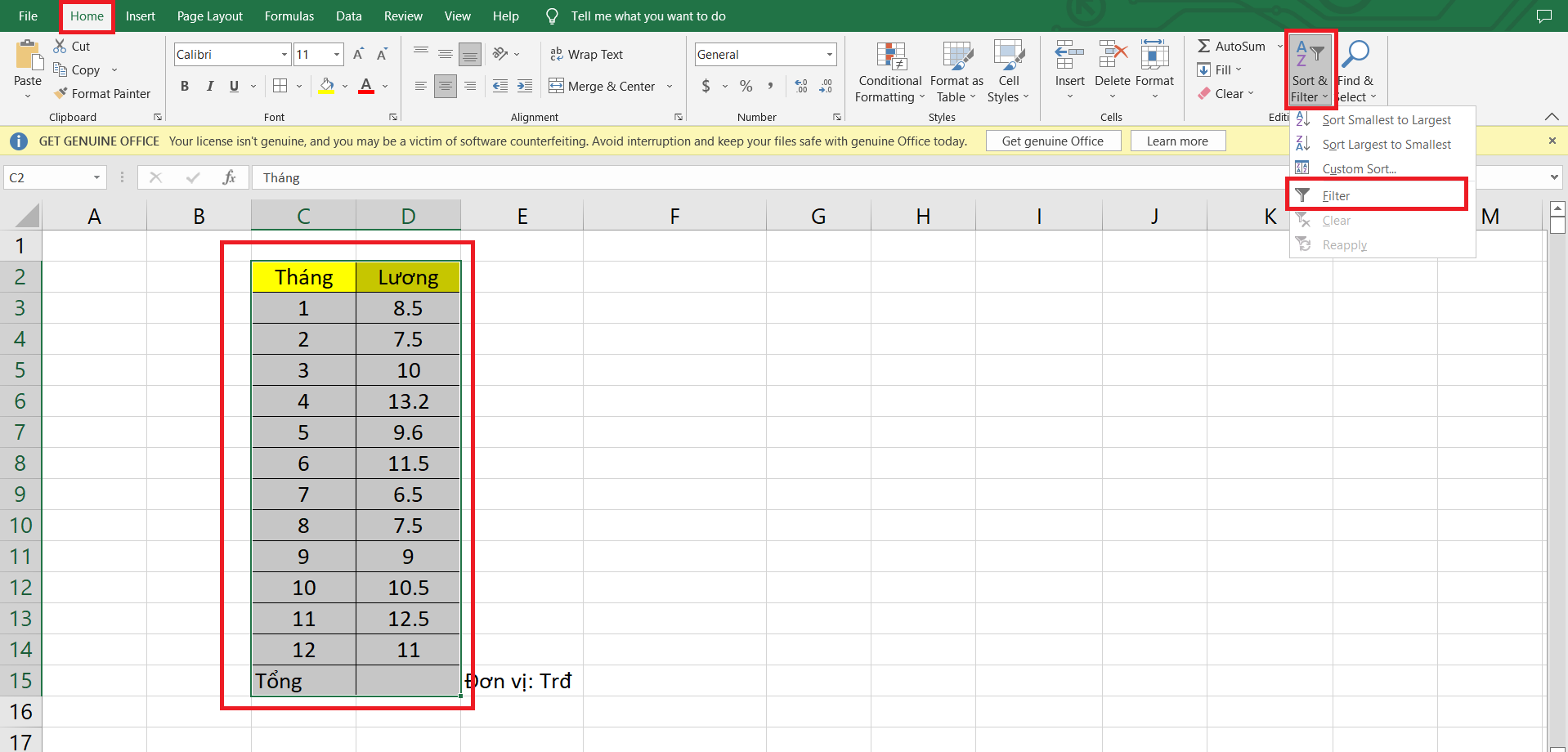 phép cộng trong excel