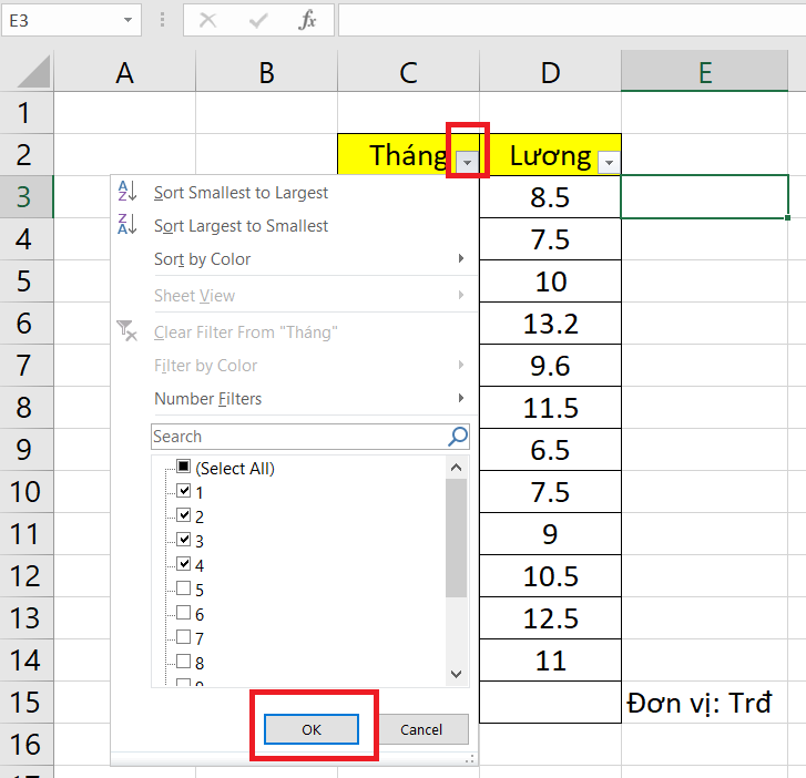 phép cộng trong excel