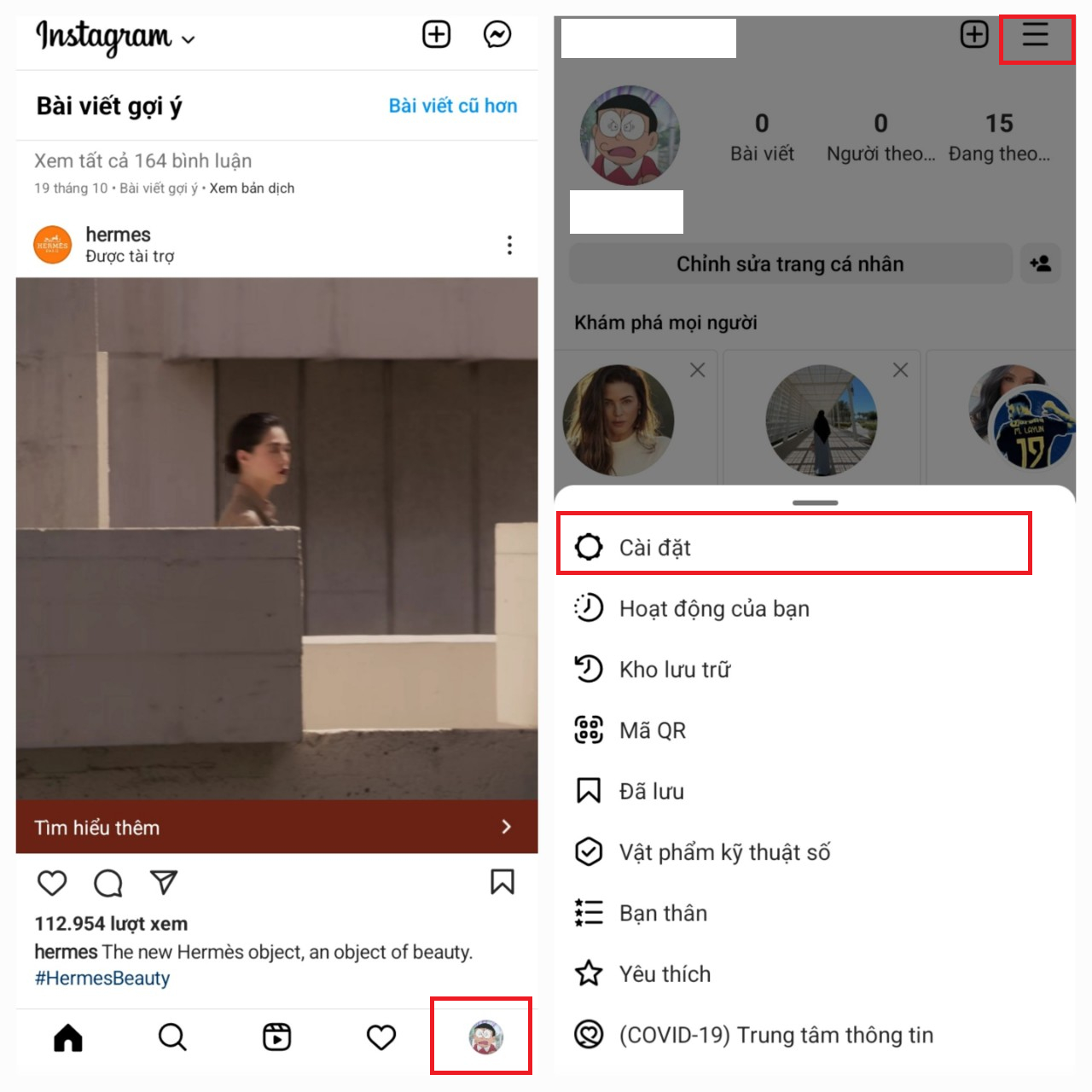 tắt hoạt động instagram