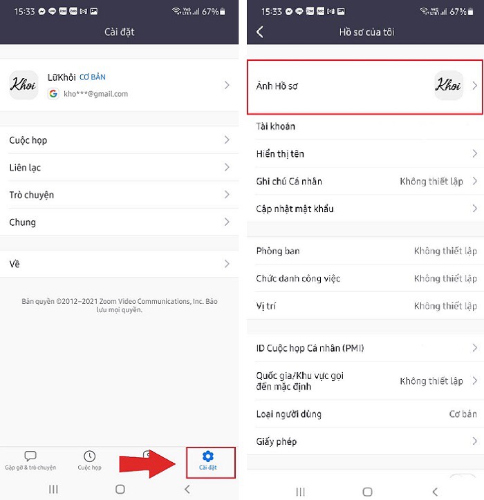 cách đổi avatar trên zoom
