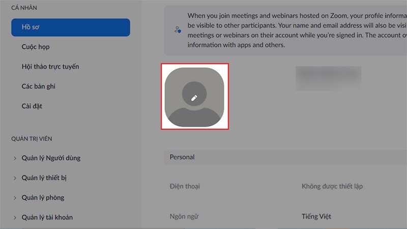 cách đổi avatar trên zoom