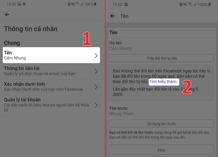 cách đổi tên Facebook 1 chữ