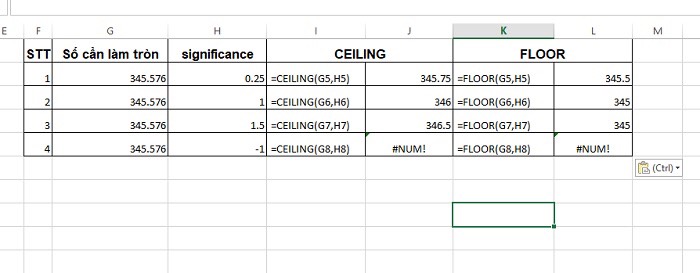 Làm tròn số trong Excel