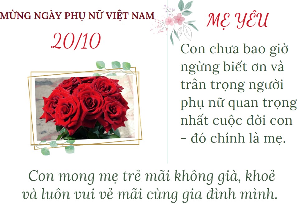 lời chúc ngày 20/10 ý nghĩa ngắn gọn cho mẹ