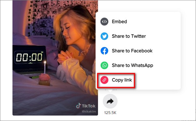 sao chép liên kết tiktok