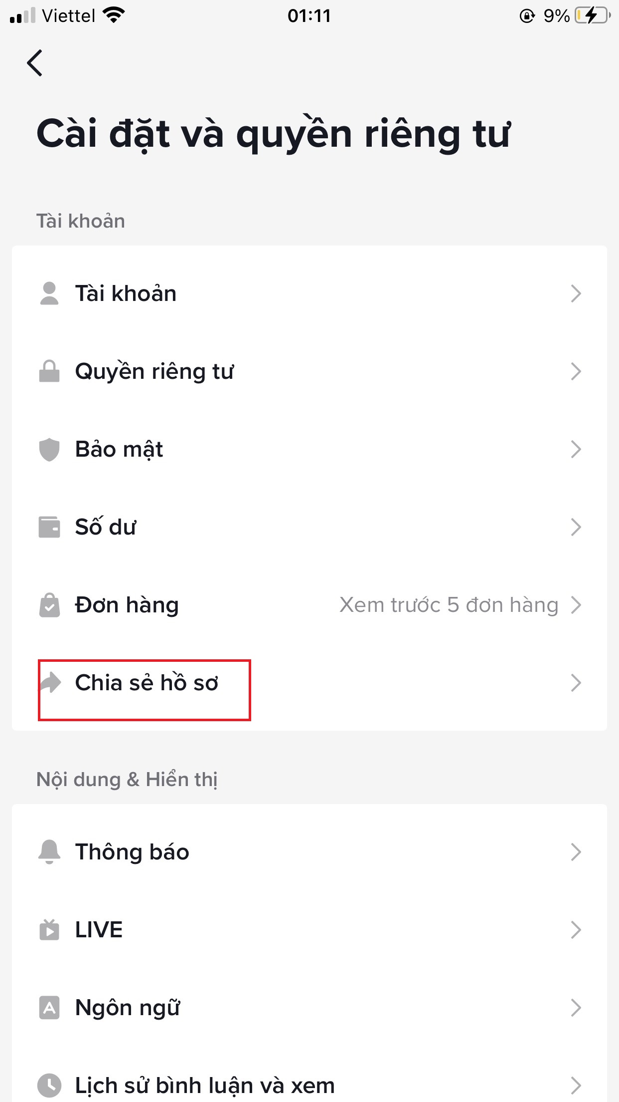 sao chép liên kết tiktok