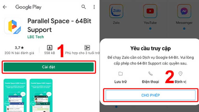 cách cài 2 zalo trên điện thoại