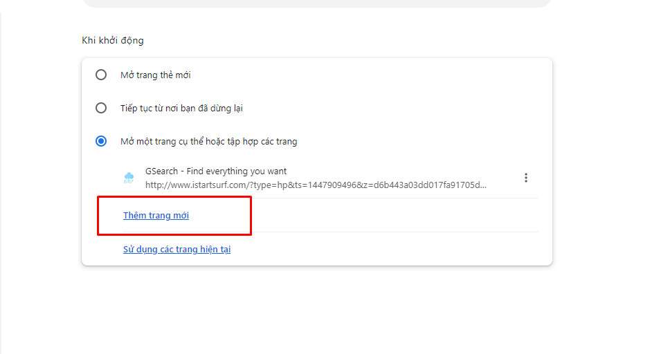 Cách cài đặt trang web mặc định trên Google Chrome