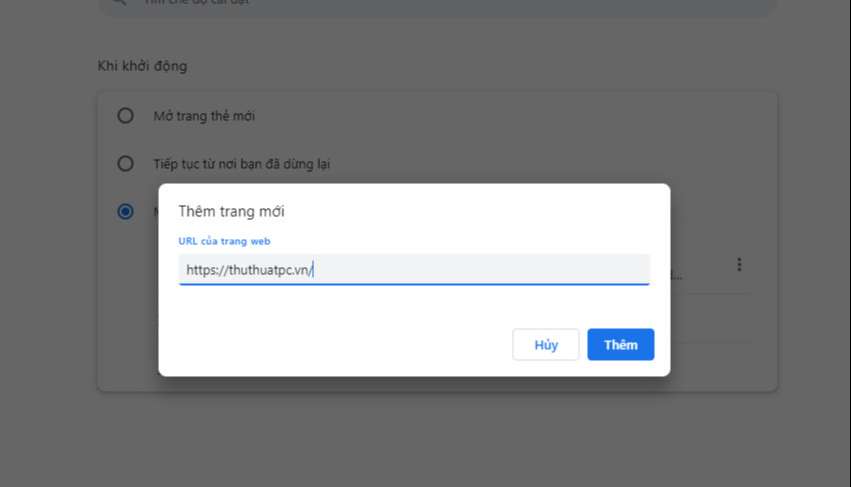 Cách cài đặt trang web mặc định trên Google Chrome