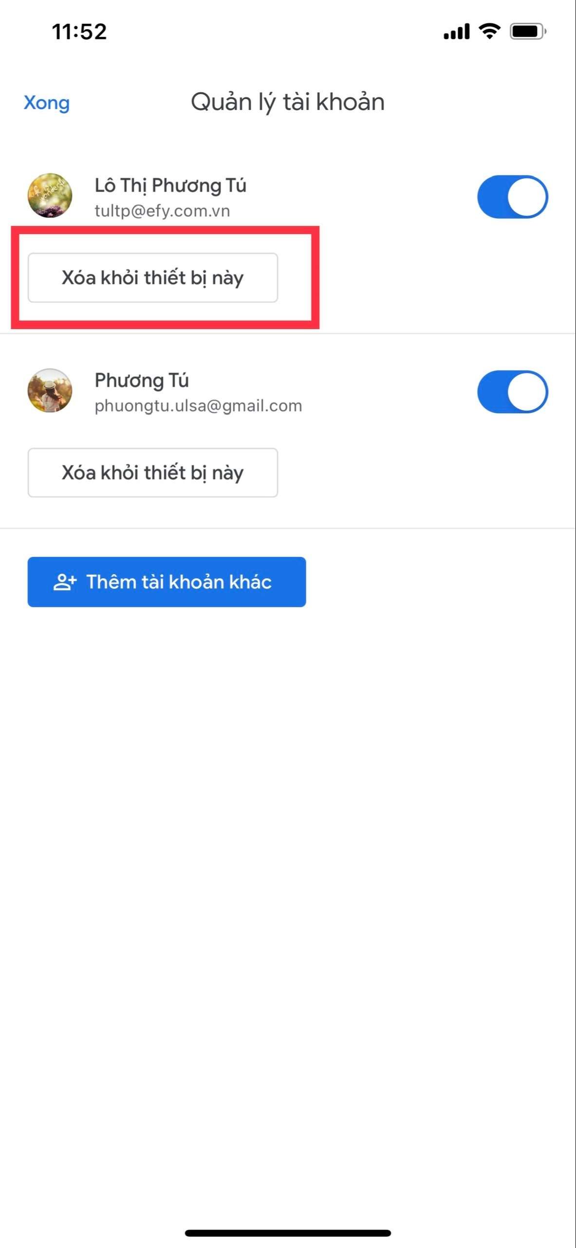Cách đổi tài khoản Google