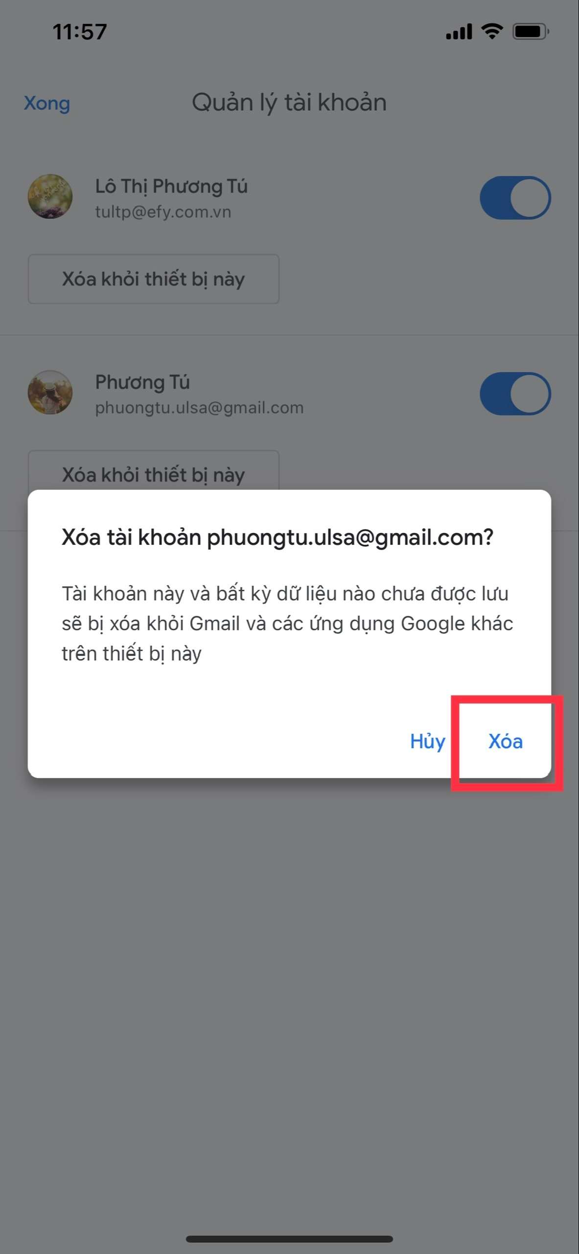 Cách đổi tài khoản Google