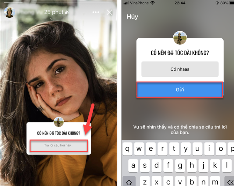 cách trả lời câu hỏi trên story facebook