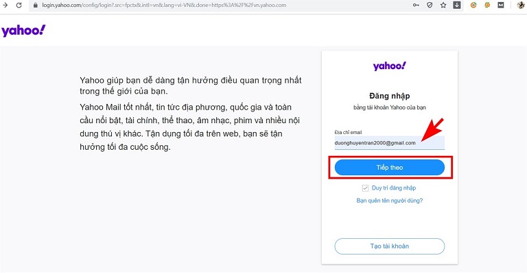 lấy lại mật khẩu yahoo không cần số điện thoại
