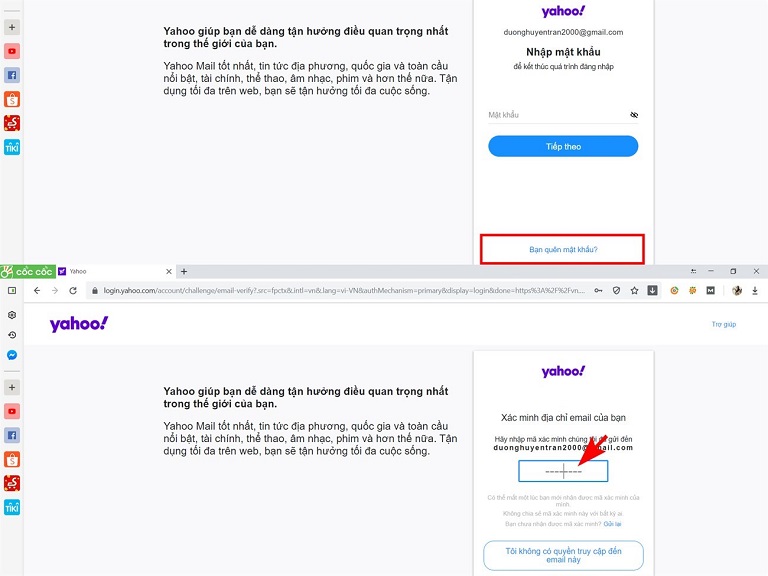 lấy lại mật khẩu yahoo không cần số điện thoại