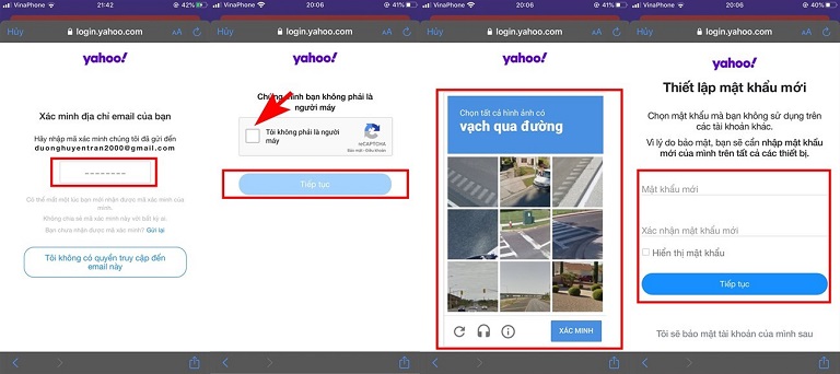 lấy lại mật khẩu yahoo không cần số điện thoại